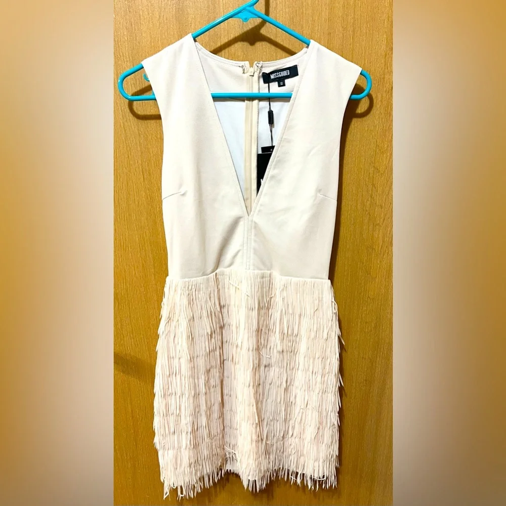 Misguided fringe dress. Nude size 6 US. New with tags. - Picture 1 of 7